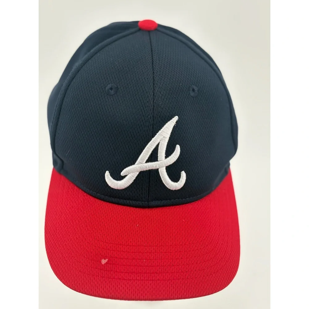 Team MLB Hat Youth OSFA Navy Blue Atlanta Braves Baseball Cap Adjustable‎ Mesh